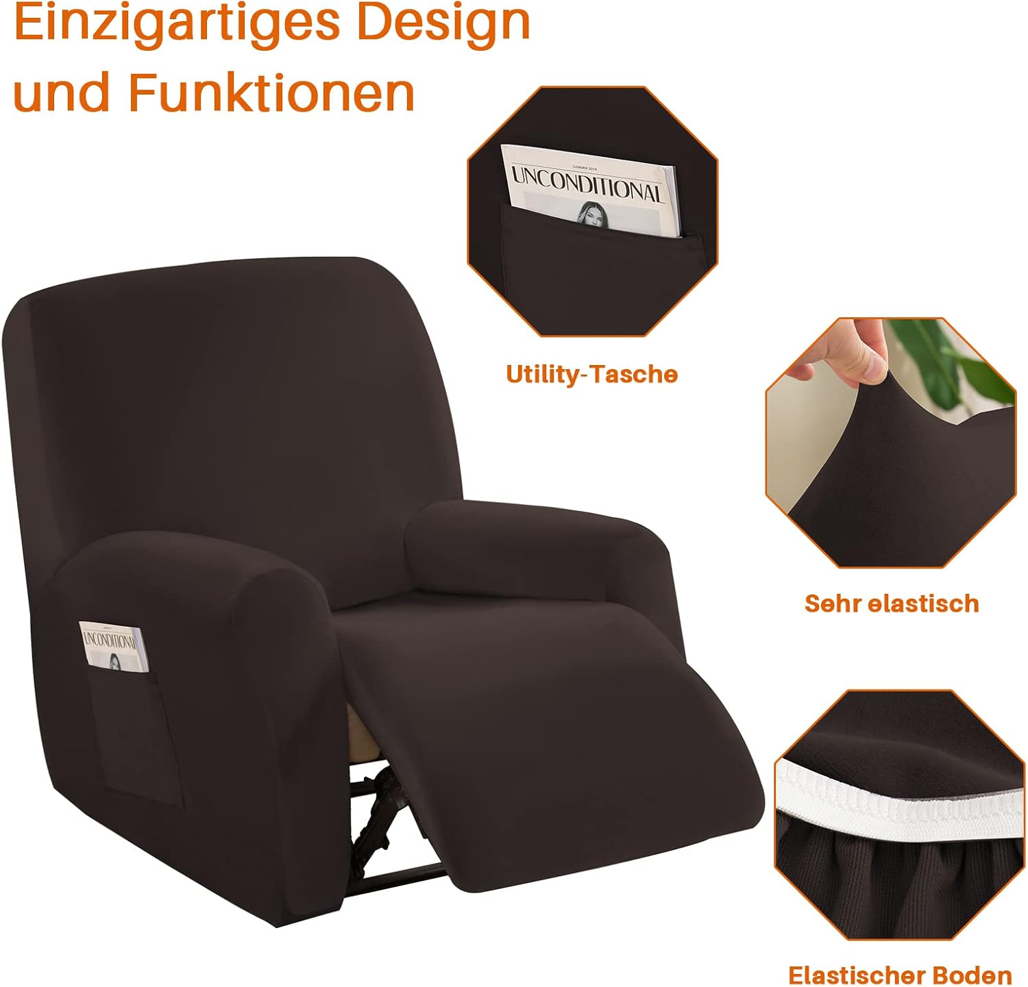 Detalle 2 de OKYUK Rivestimento per poltrona relax elasticizzato 4 pezzi