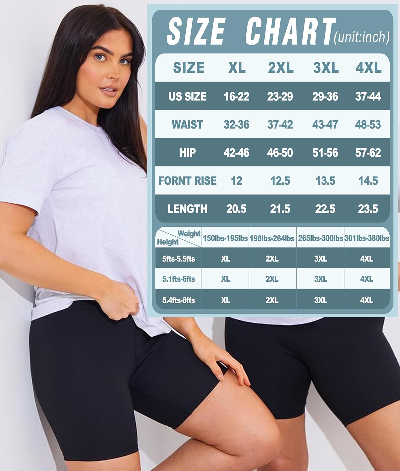 Detalle 2 de New Young 3 Pack Plus Size Biker Shorts