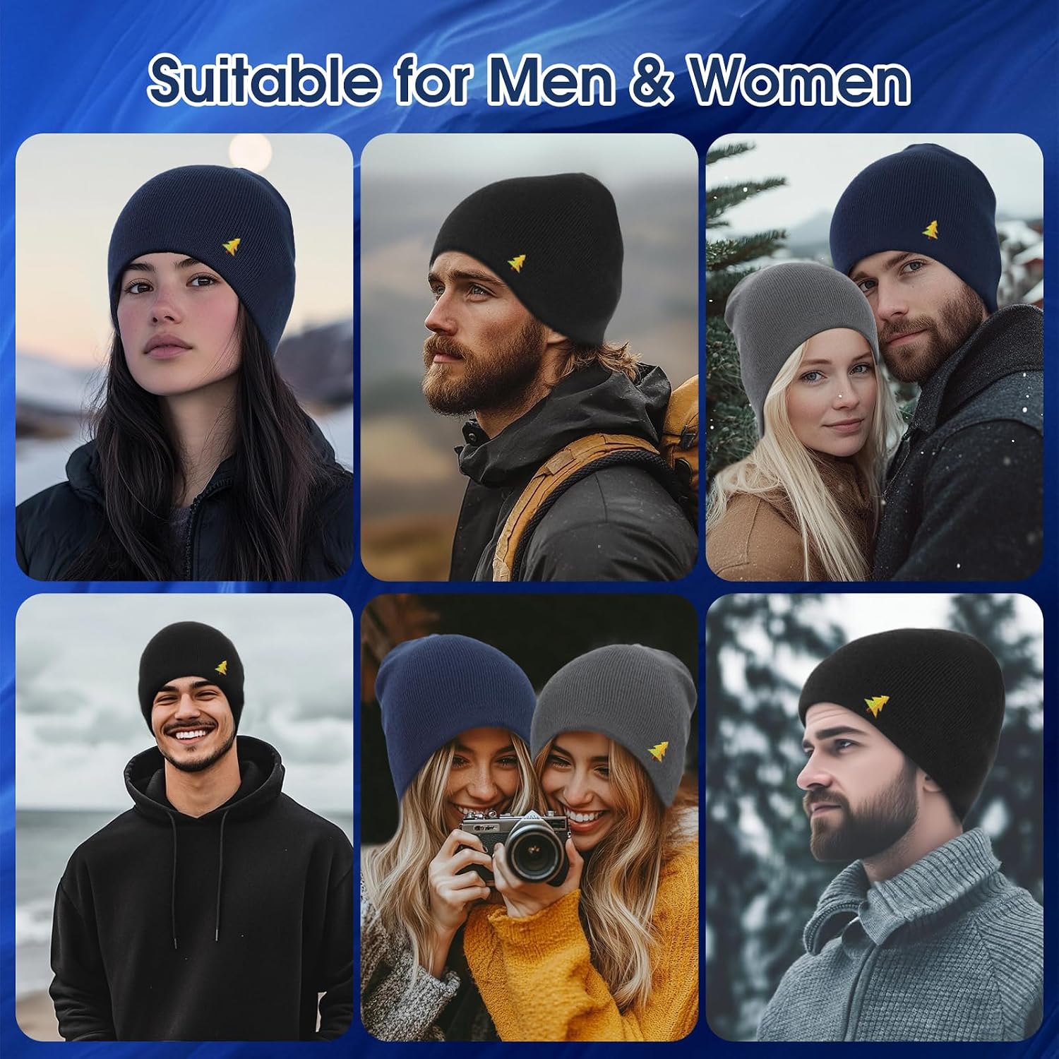 Thumbnail 1 de Donfri 100% Merino Wool Beanie Hat – thermal winter knit for men and women (unisex)