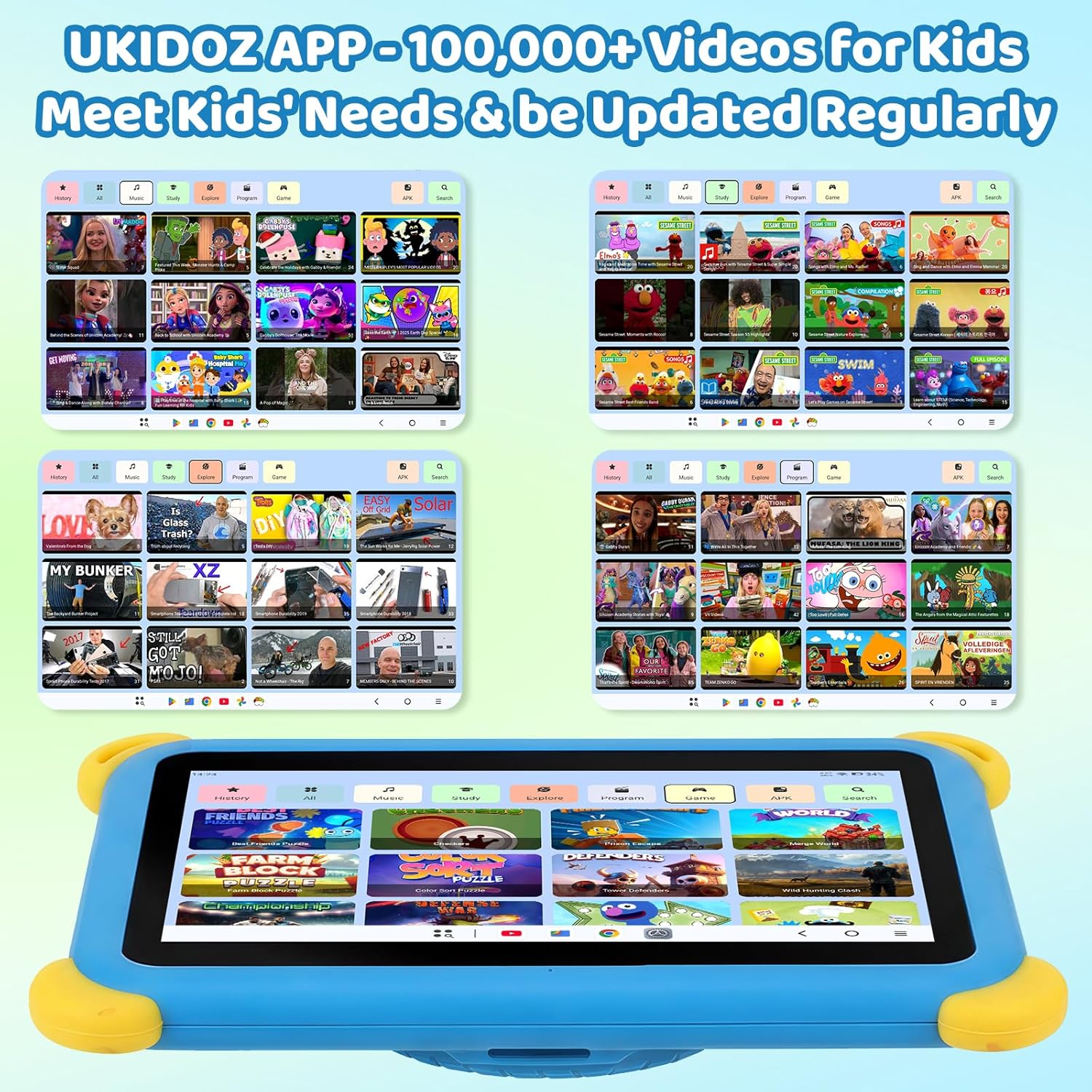 Thumbnail 3 de Kids Tablet 7 inch Android 15 with Parental Control, AI Dual Cam, Widevine L1 and Protective Case (Blue)