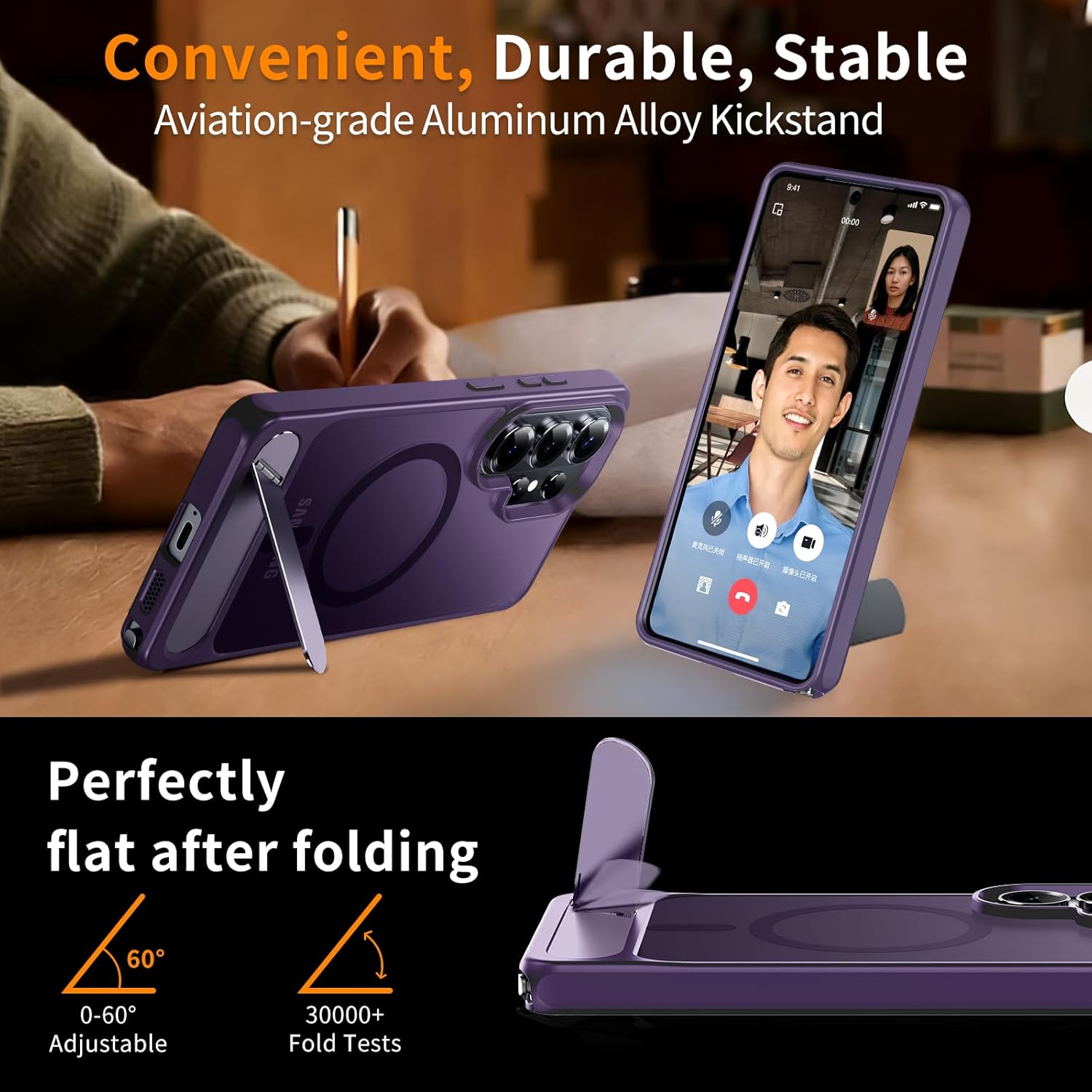 Thumbnail 6 de H HUALELE Hualele Magnetic for Samsung Galaxy S26 Ultra Case with Built-in Metal Stand (MagSafe Compatible)