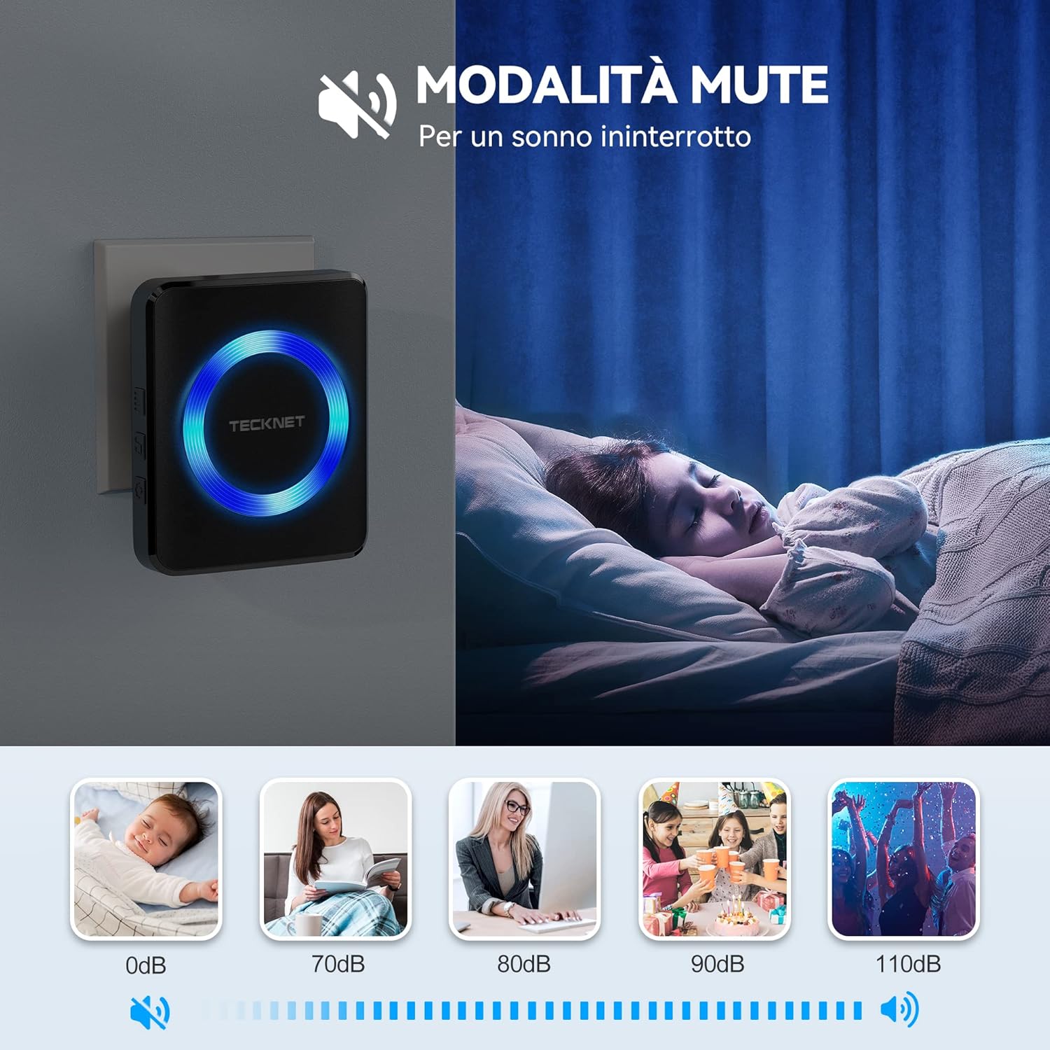 Thumbnail 4 de TECKNET Campanello Wireless da Esterno impermeabile con 60 melodie e raggio fino a 400 m