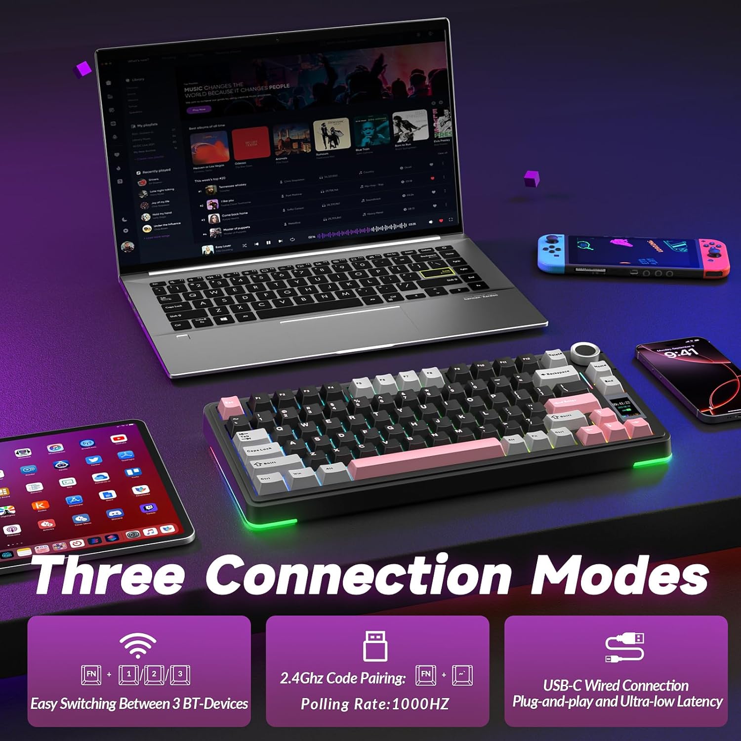 Thumbnail 2 de AULA S75 Pro Gaming Tastatur 75% – Vielseitige kabellose Mechanik mit Display, Hot-Swap und RGB