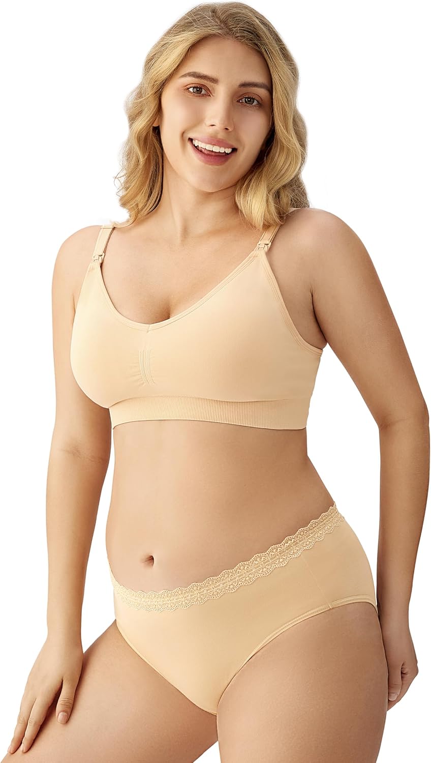 Detalle de HBselect Women Maternity Bras 5 Pack: Seamless Nursing Bras for Breastfeeding & Pregnancy
