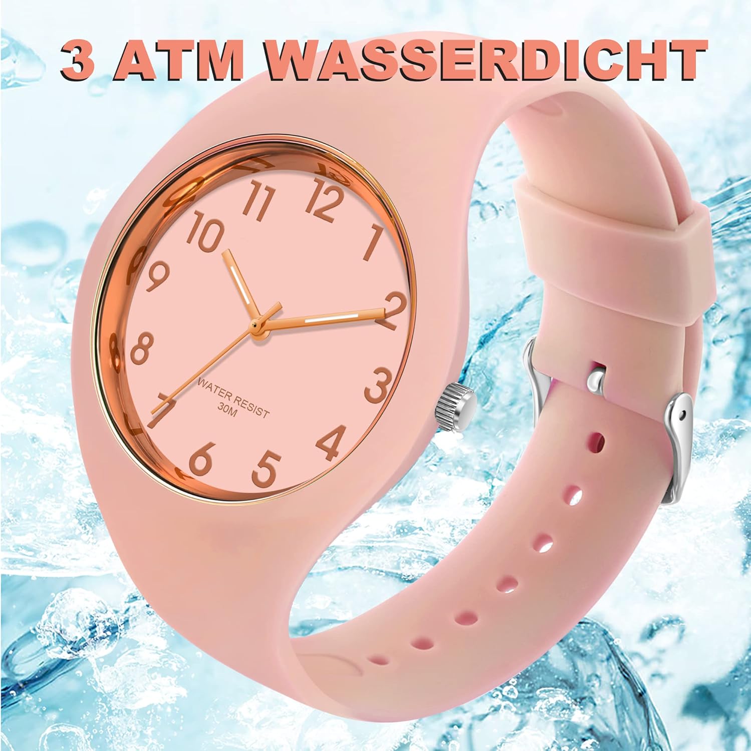Detalle de findtime Damen Armbanduhr Jelly – Quarz, Silikonarmband, 42 mm, 3ATM, buntes Süßigkeiten-Design