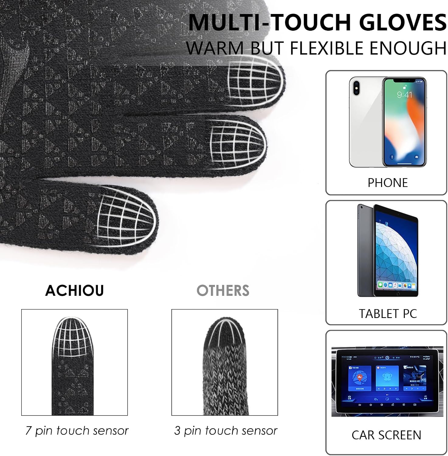 Thumbnail 2 de Achiou Touchscreen Winter Gloves