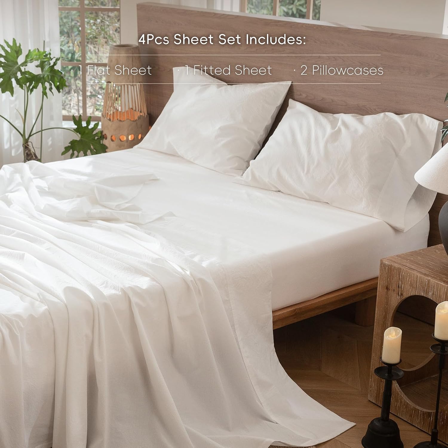 Thumbnail 1 de MooMee Bedding Sheet Set King 100% Cotton