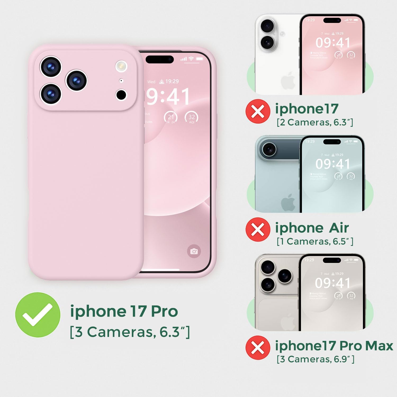 Thumbnail 1 de Ktele Magnetic iPhone 17 Pro Case (6.3 inch) with MagSafe — Chalk Pink, Slim Shockproof Silicone