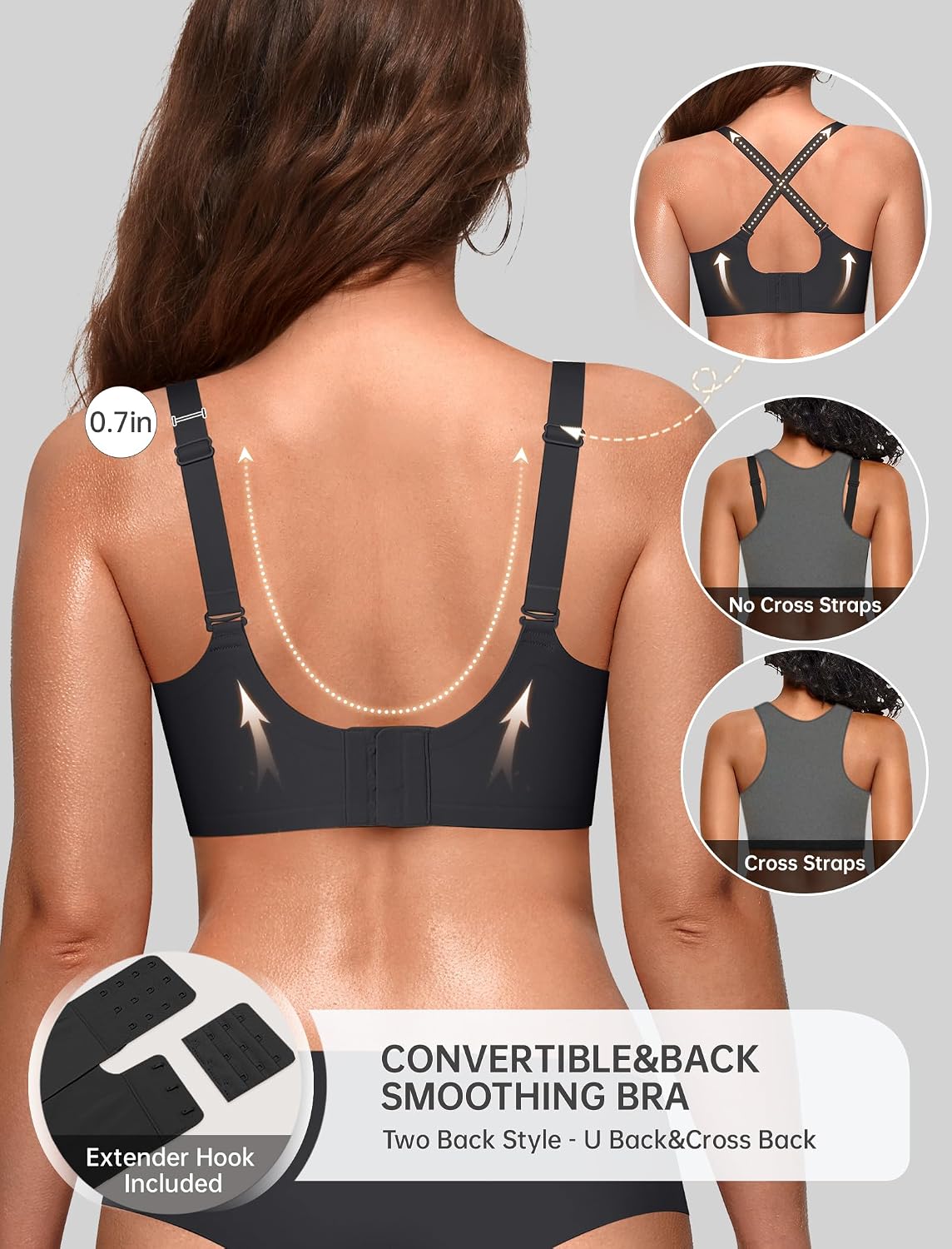 Detalle de OEAK Women Jelly Bras No Underwire Scalloped Push Up Buttery Soft T-shirt Bra