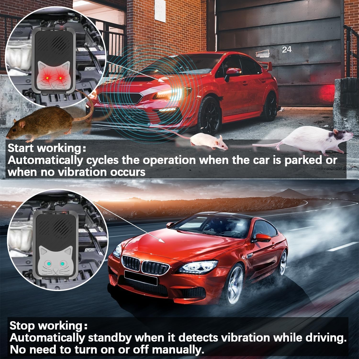 Thumbnail 2 de YOUKK Marderschreck batteriebetrieben mit Ultraschall – Marderabwehr für den Motorraum