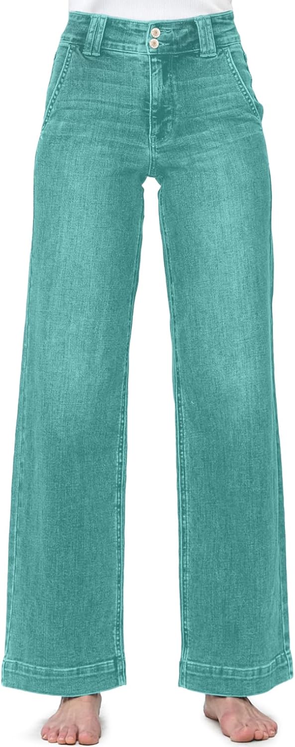 Thumbnail 2 de Astylish Women's High Waisted Wide Leg Straight Jeans