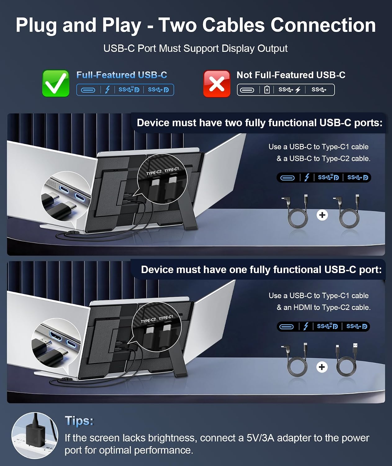 Detalle de Rizpak 15.6" FHD IPS Laptop Screen Extender, Freestanding, Fits 12"–17.3" Laptops
