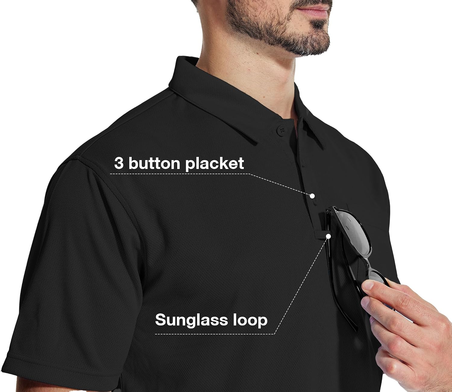 Detalle 2 de ZITY 5 Pack Polo Shirts for Men with Pocket – Dry Quick, Short Sleeve, Athletic Fit