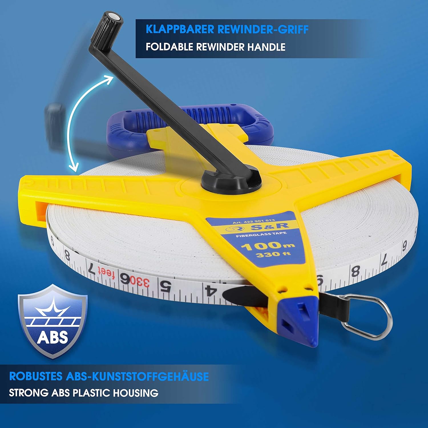 Detalle de S&R Mètre Ruban 100 M d'Arpenteur en Fibre de Verre – Flexomètre Professionnel