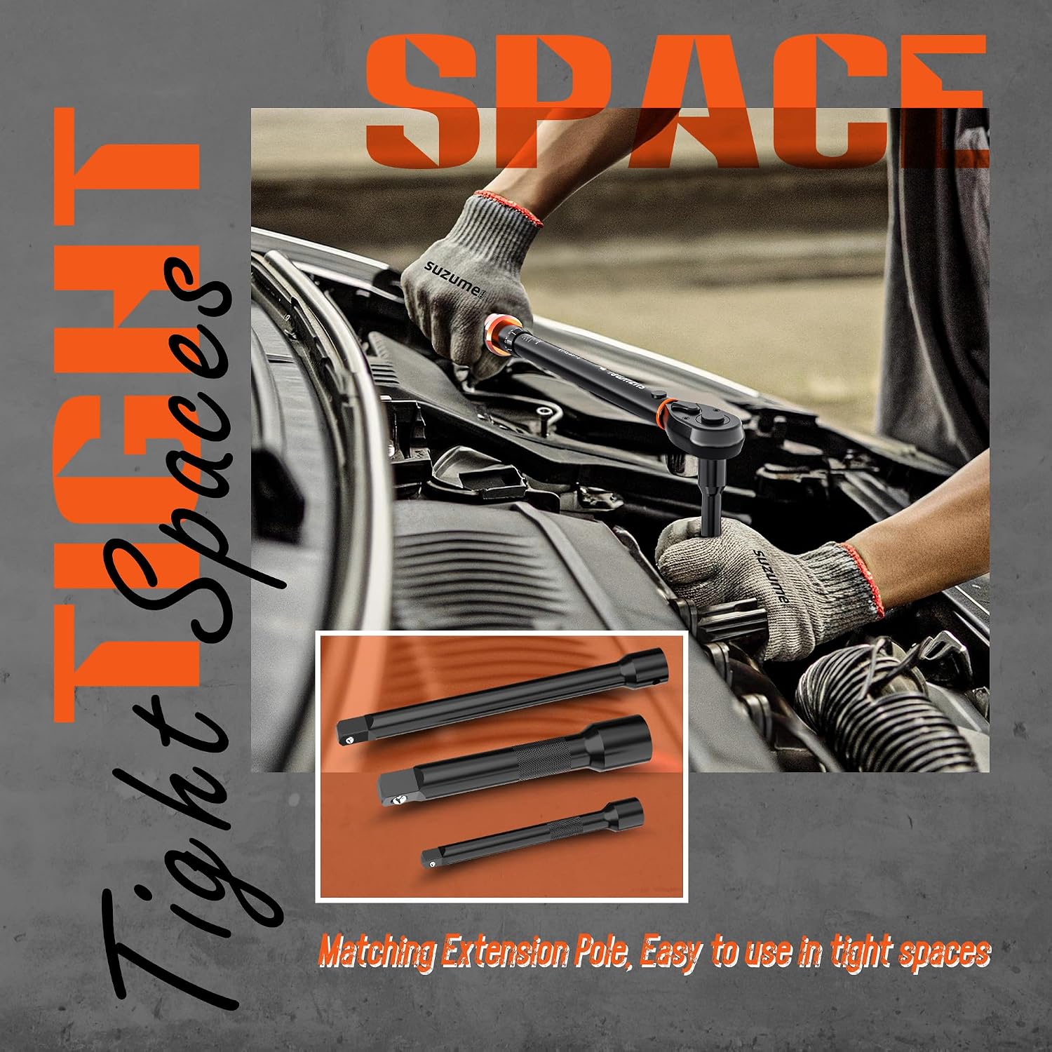 Detalle de SUZUME SM3106 Torque Wrench Set, 3 Drive Sizes, ±3% Accuracy, Dual-Scale