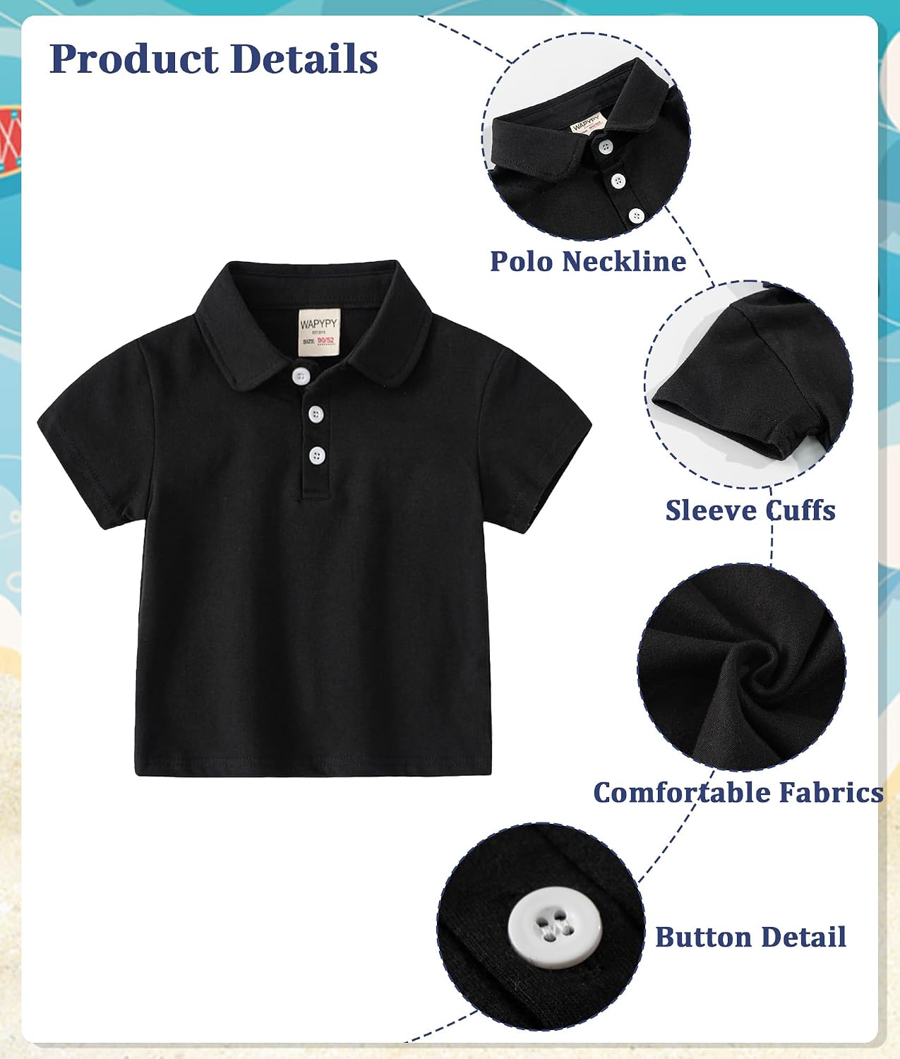 Thumbnail 1 de Volunboy Toddler Boys Summer Polo Set: Short Sleeve Top and Elastic Shorts (1–6 Years)