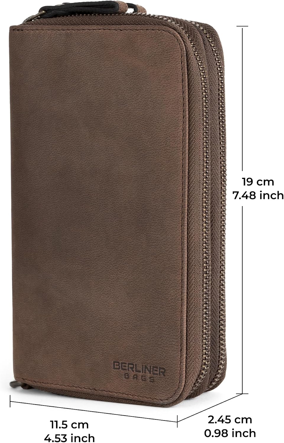 Thumbnail 6 de Berliner Bags Dallas Grand Portefeuille en cuir véritable avec protection RFID – marron