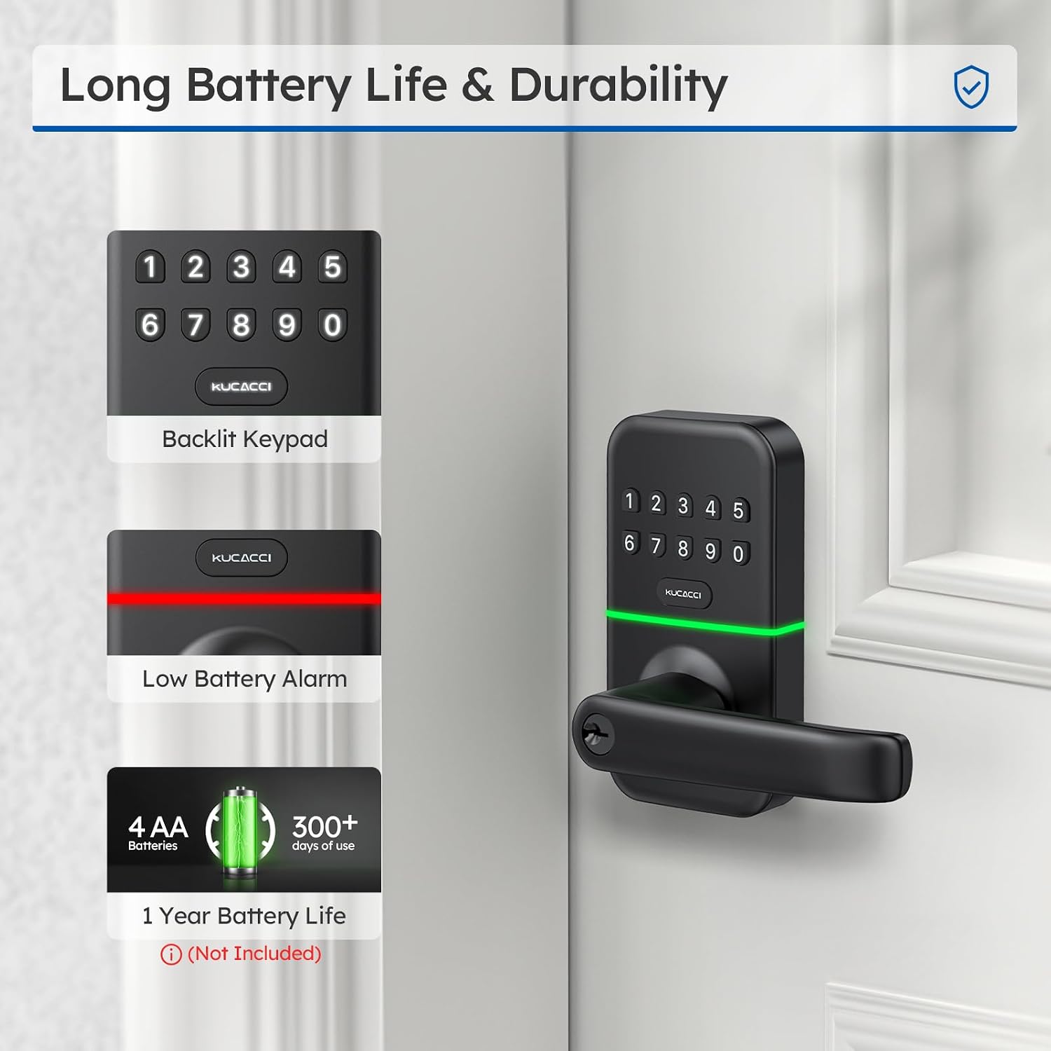 Detalle de KUCACCI Keypad Smart Door Knob with Auto-Lock and Backlit Keypad