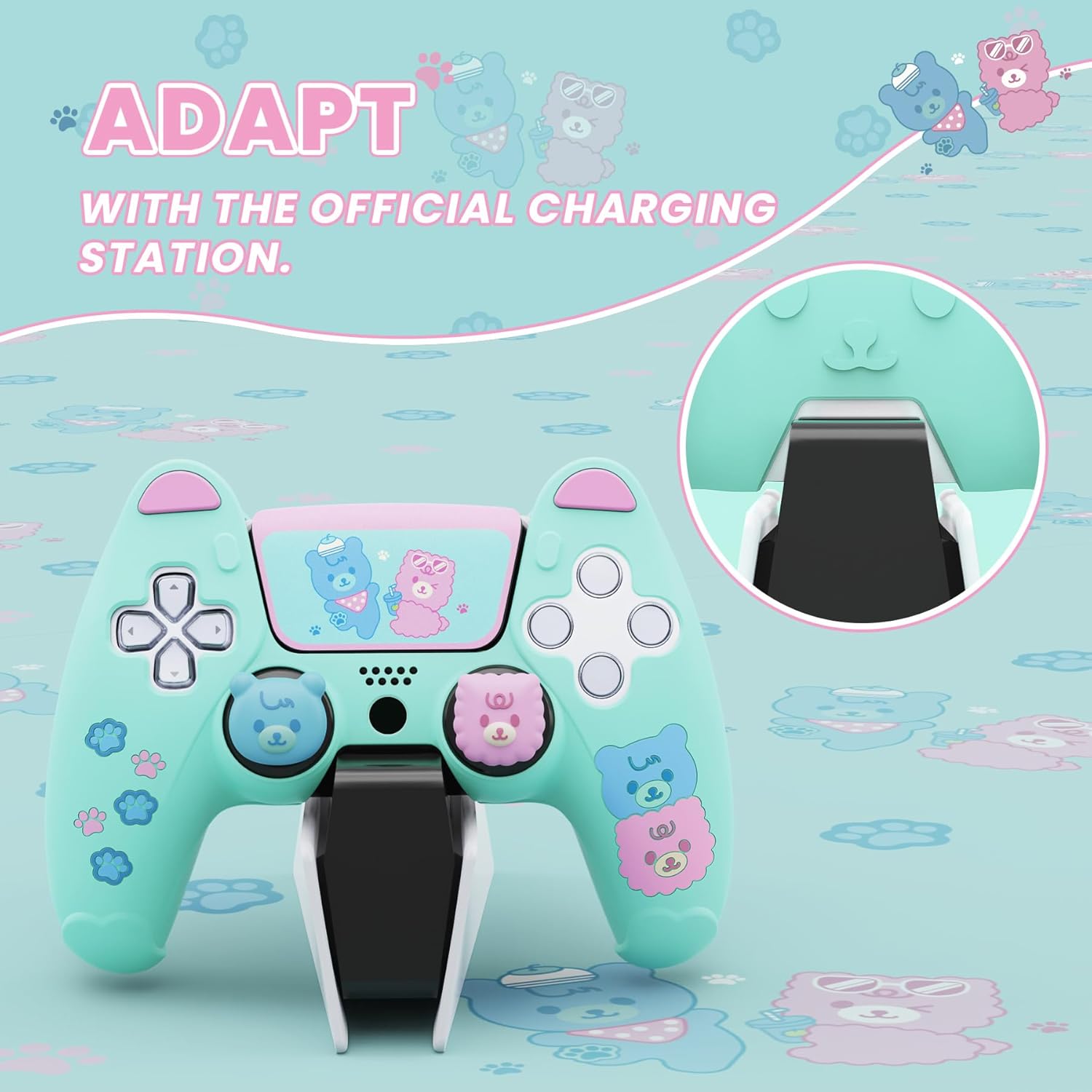 Thumbnail 4 de playvital Cute Bear Silicone Case for PS5 Controller