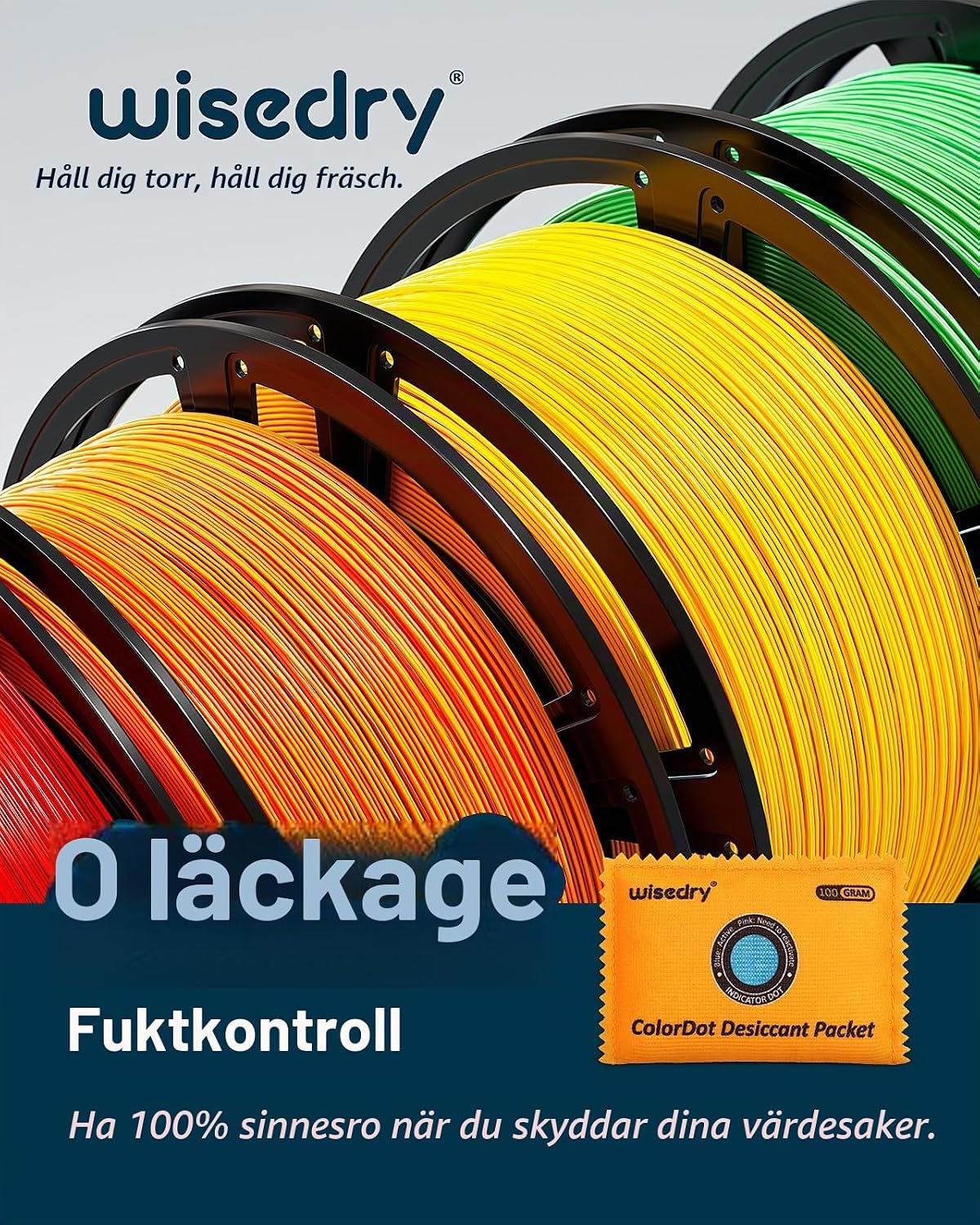Detalle 2 de wisedry 100 g kiselgelpåsar med färgindikator, uppladdningsbara
