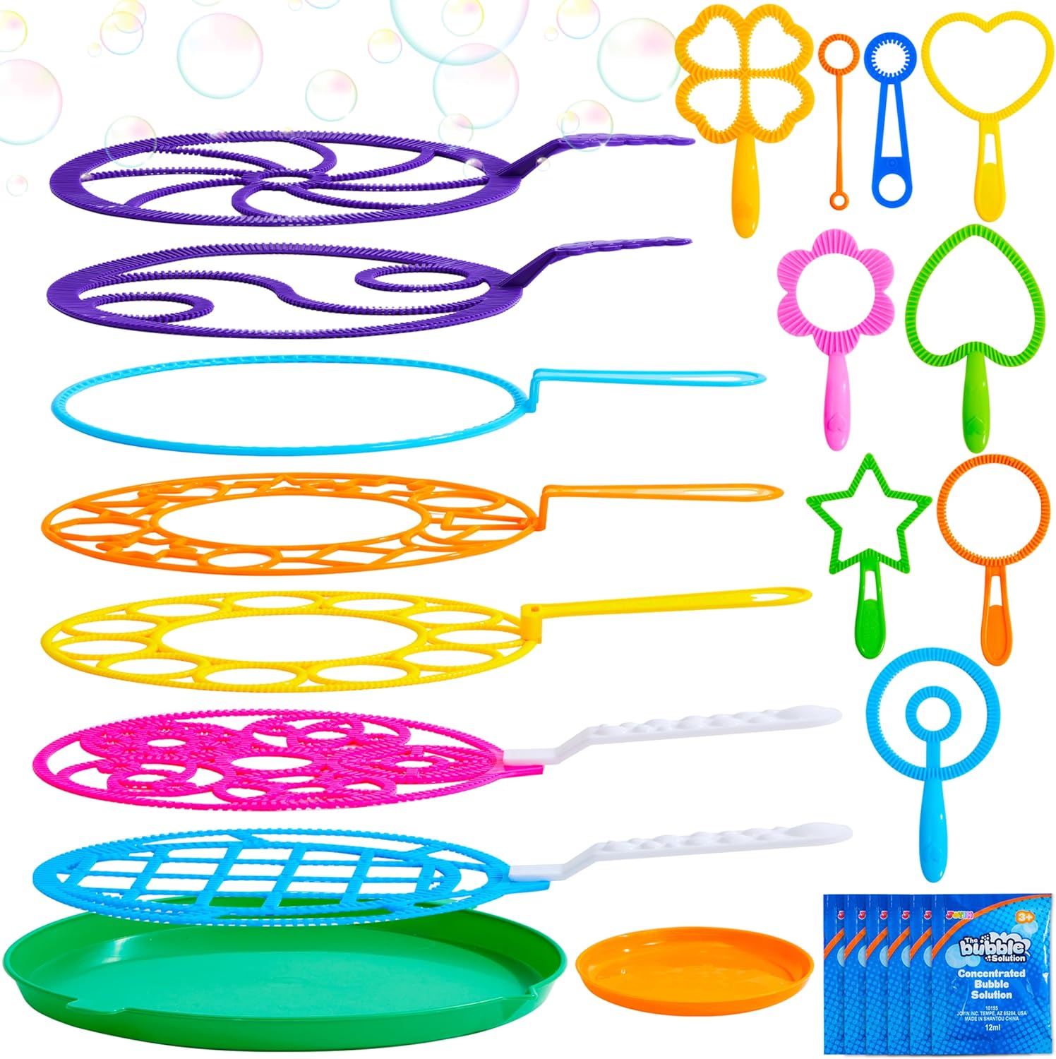 Detalle de JOYIN Big Bubble Wands Set (18 pcs) – giant bubble makers with trays and concentrated solution