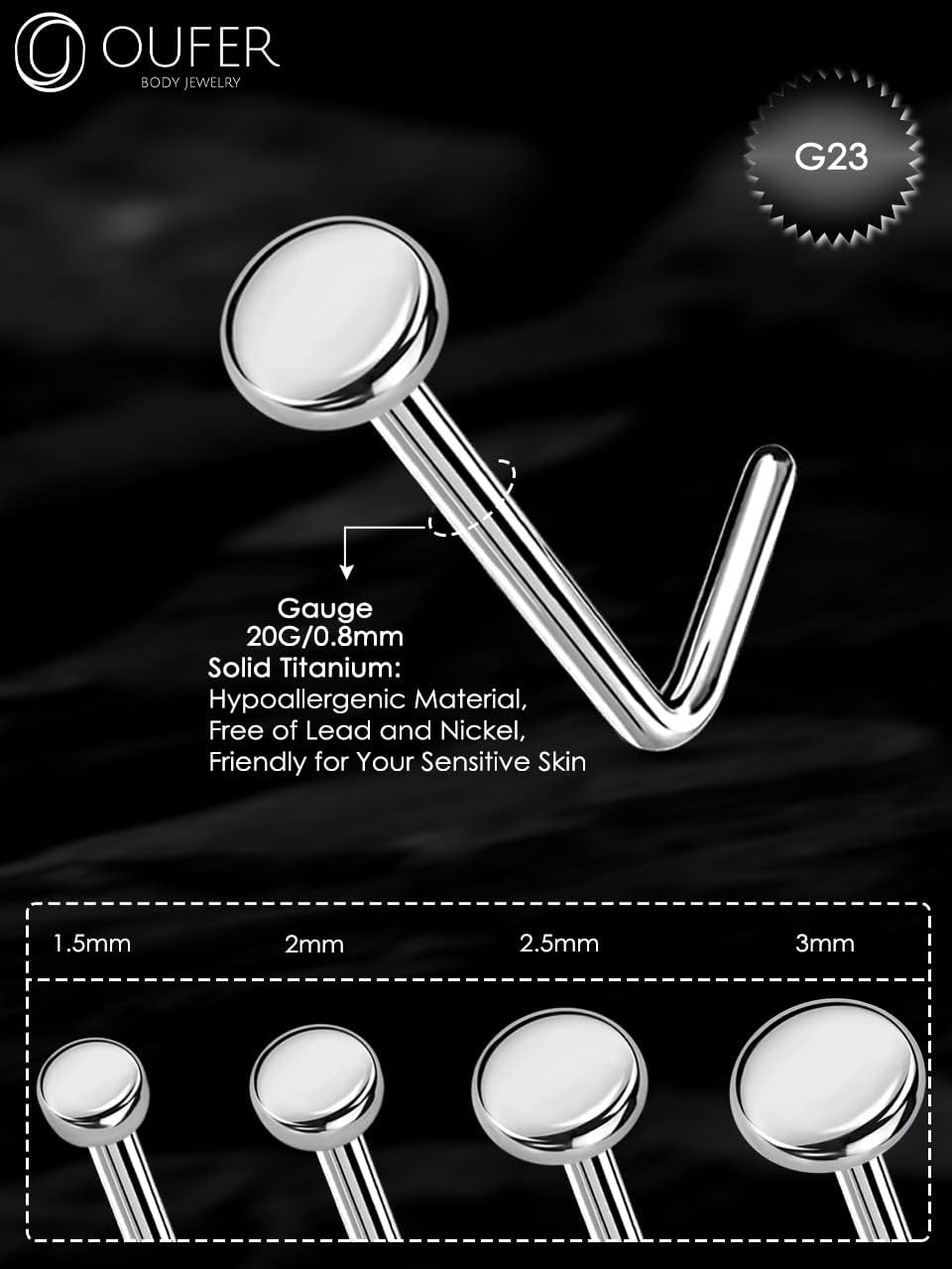 Thumbnail 2 de OUFER Piercing nez Titan 20G 4pcs