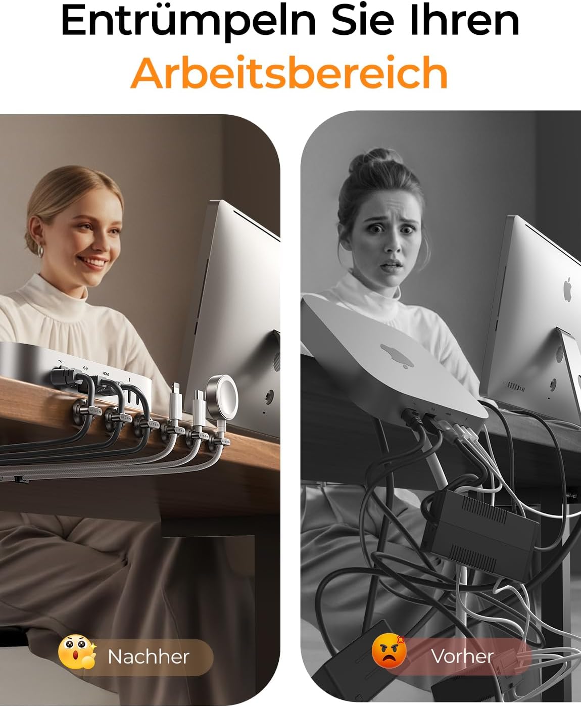 Thumbnail 2 de LISEN Magnetisch 8 Stück Kabelhalter – Selbstklebend, 7 mm Schlitz, mit 4 Extra Klebepads
