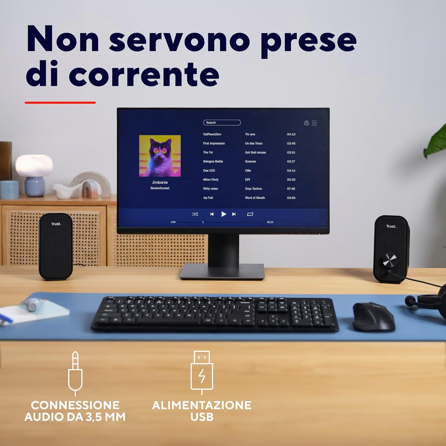 Thumbnail 3 de Trust Orada Casse PC USB 2.0 12W (6W RMS) – Altoparlanti 2.0 compatti con jack cuffie