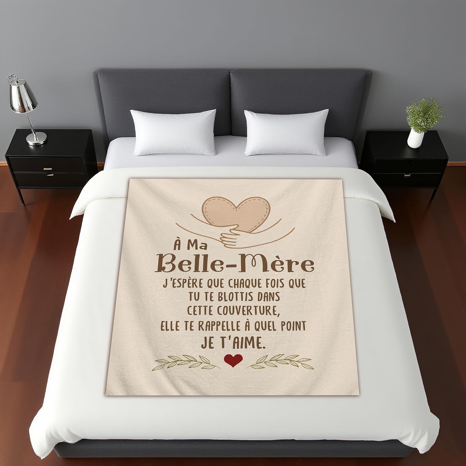 Thumbnail 2 de Couverture flanelle « Maman Nous Espérons Que Chaque Fois que Tu te Blottis Dans Cette Couverture » – cadeau chaleureux
