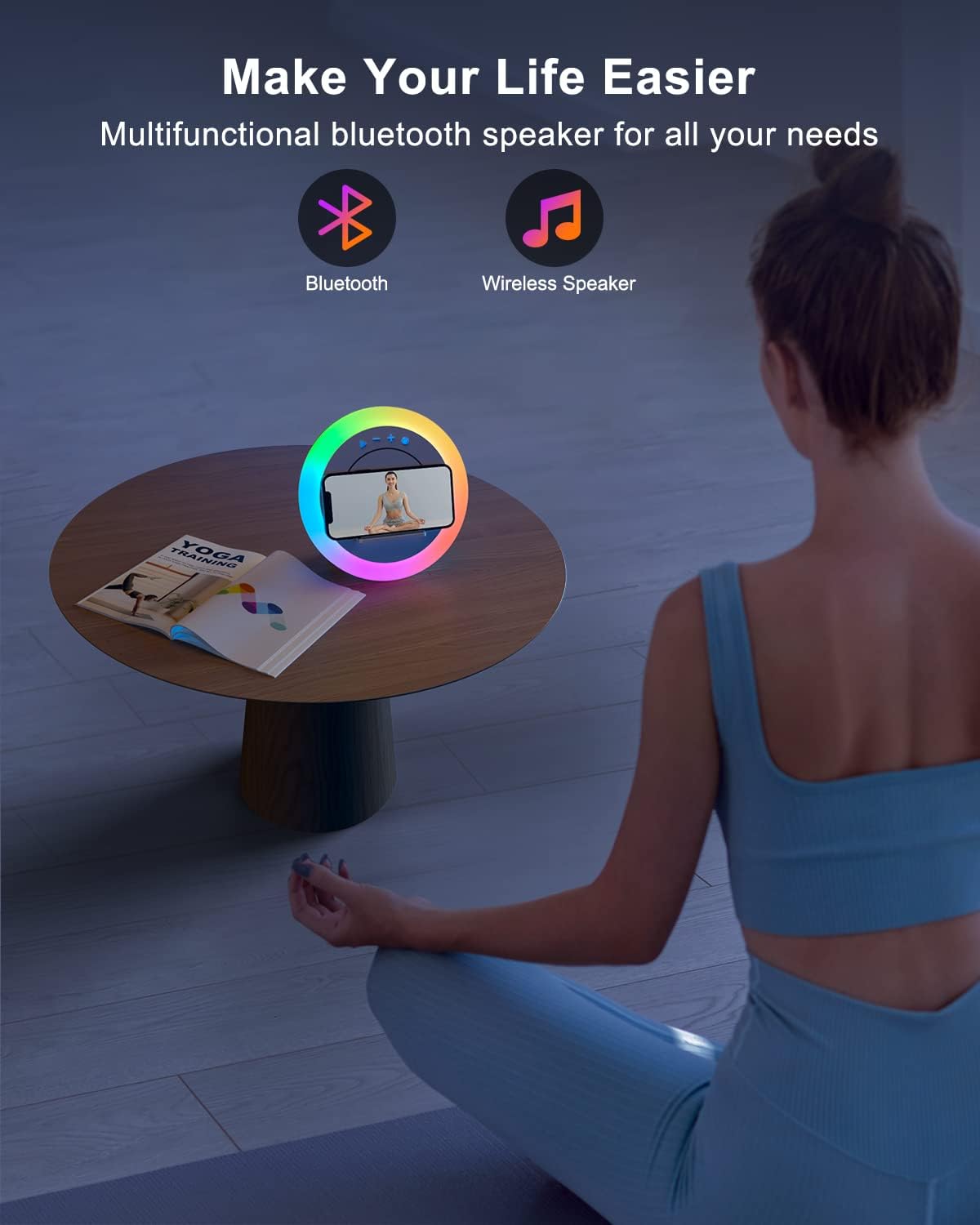 Thumbnail 4 de Swarmir 5W wireless charging Bluetooth Speaker with Multicolour Night Light