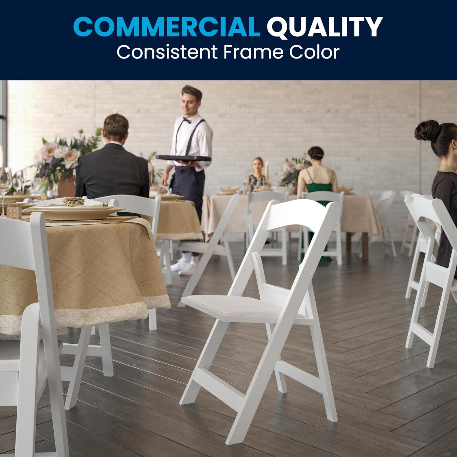 Thumbnail 6 de Flash Furniture Folding Chair, White Resin