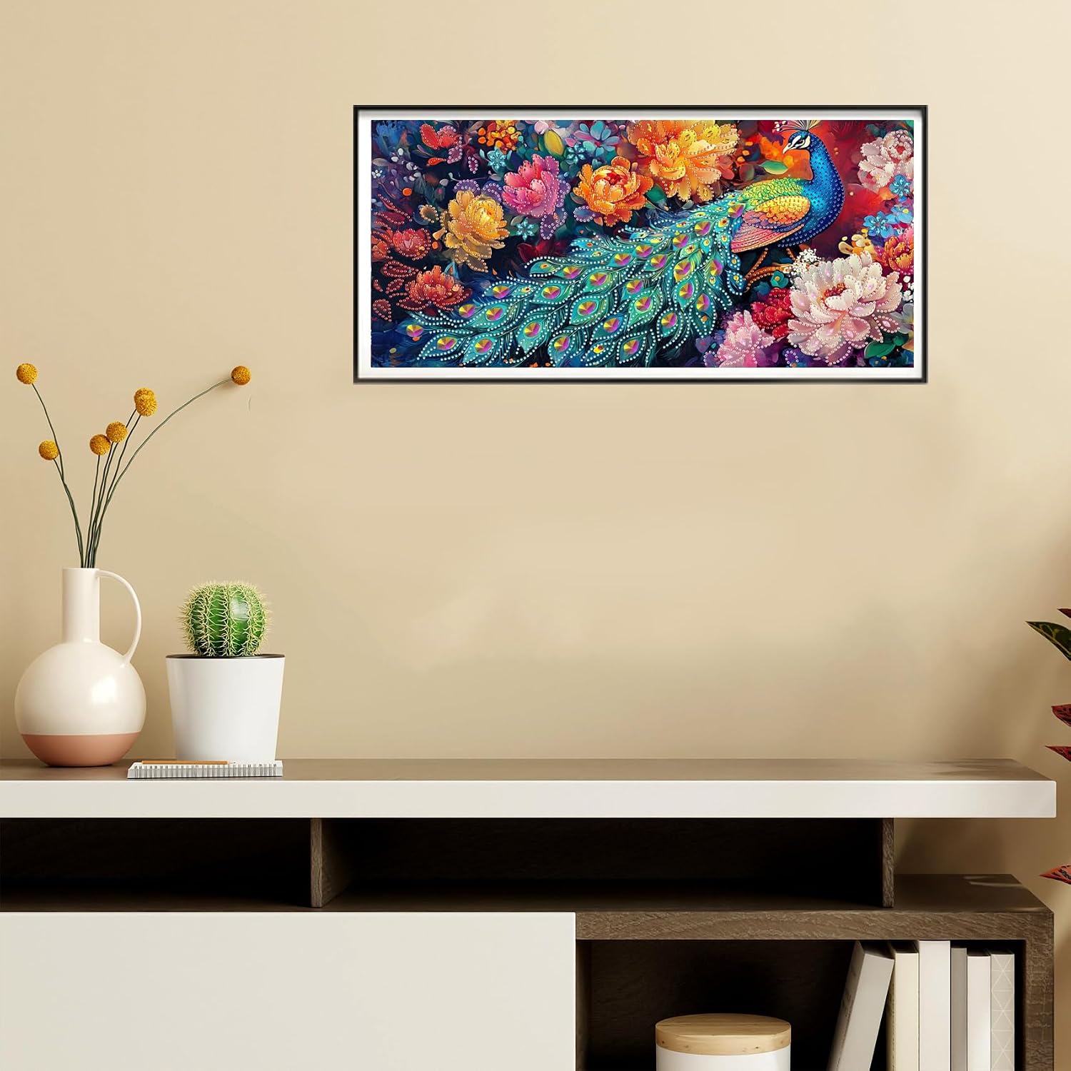 Detalle 2 de Reofrey DIY Special Shape Large Diamond Art Kit – Peacock 30x60cm