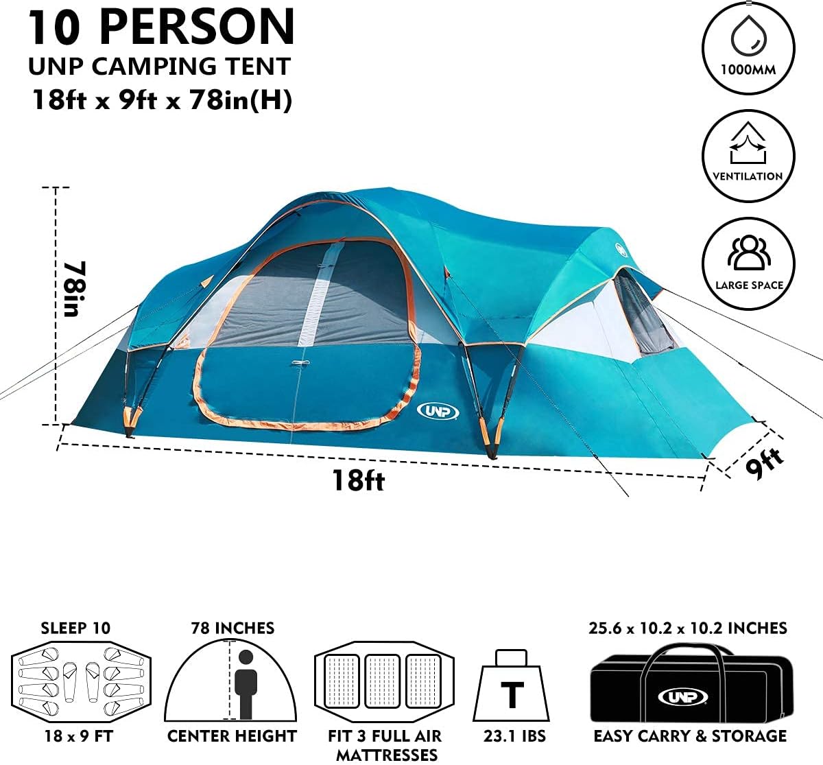 Detalle 2 de UNP Camping Tent 10-person