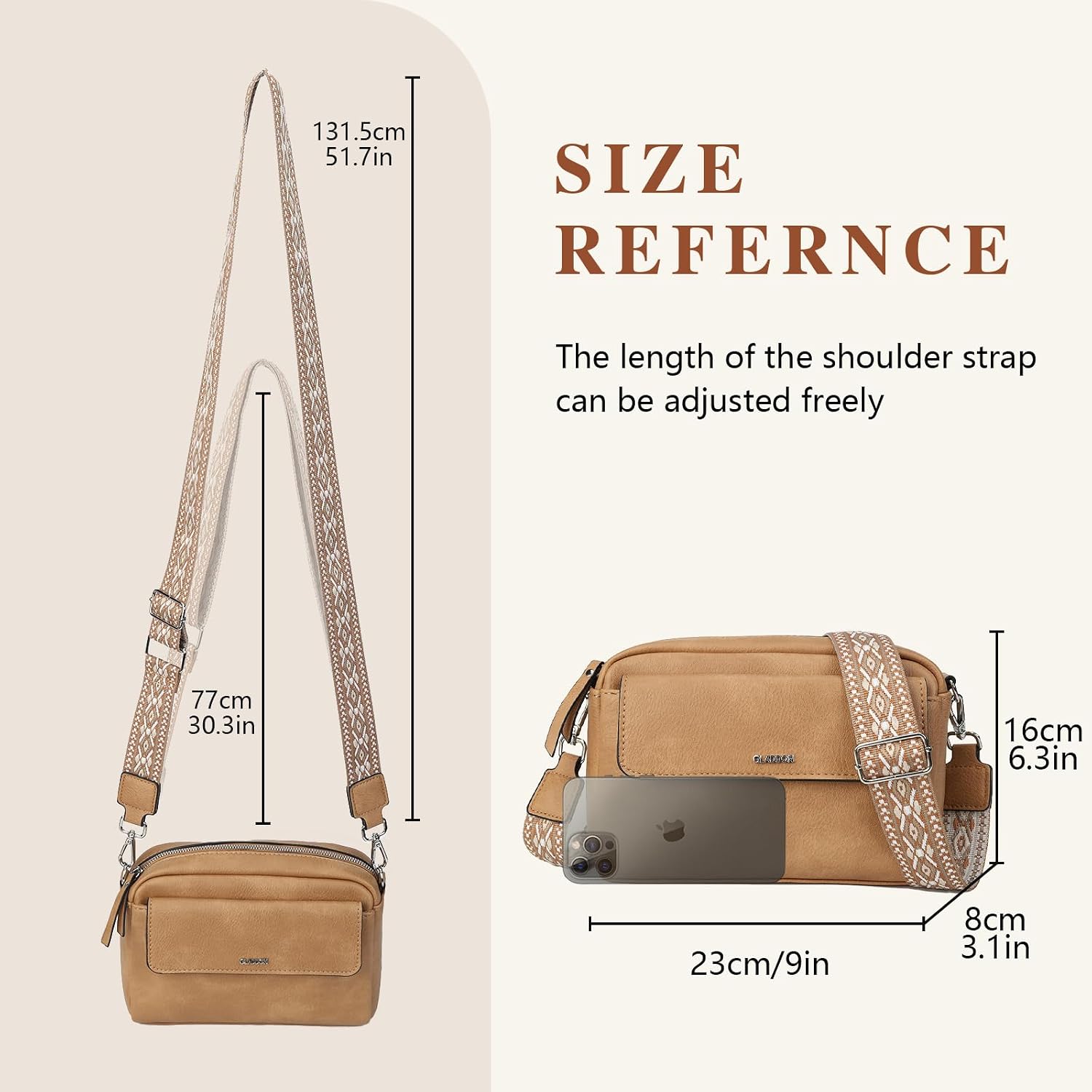 Thumbnail 5 de Gladdon sac bandoulière femme en cuir PU léger imperméable avec bandoulière amovible