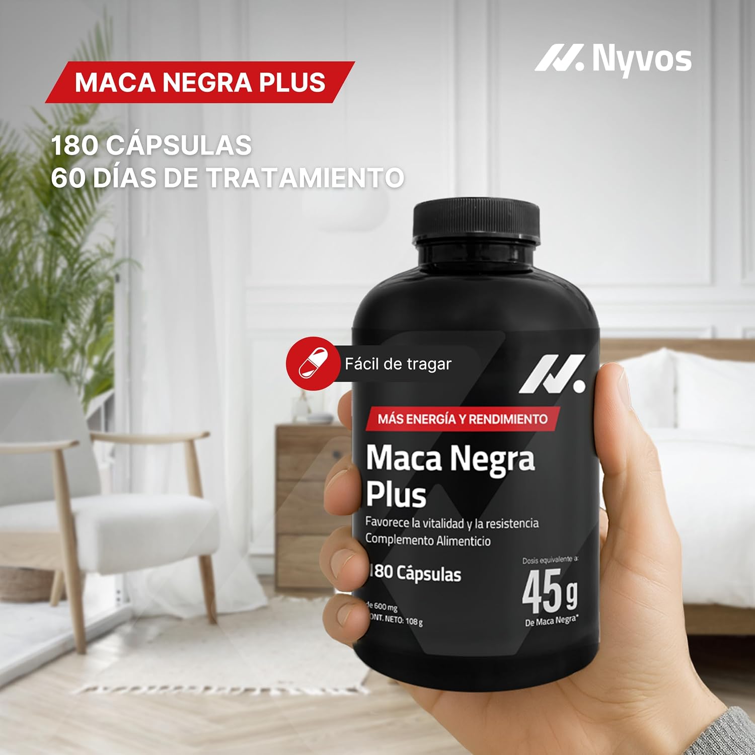 Thumbnail 6 de Nyvos Maca Negra 45.000 mg 180 cápsulas
