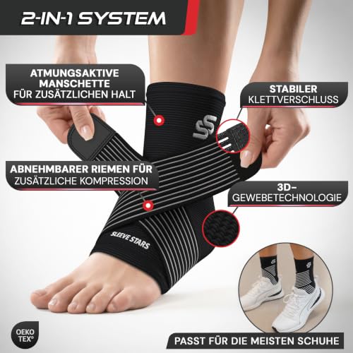 Detalle de Sleeve Stars Sprunggelenkbandage: Knöchelschutz für Sportler (Schwarz) – rechts oder links