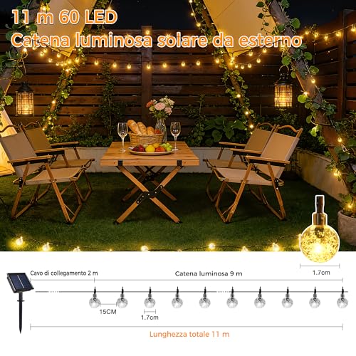 Detalle de HeiPard Catena Luminosa Esterno Solare 11 m - 60 LED con 8 modalità e memoria