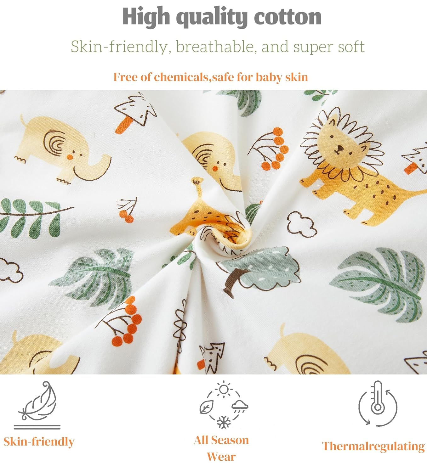 Thumbnail 4 de Chilsuessy Baby-Schlafsack 1,5 Tog im 2er-Set aus 100% Baumwolle – Ganzjahr, 78 cm (6–12 Monate)