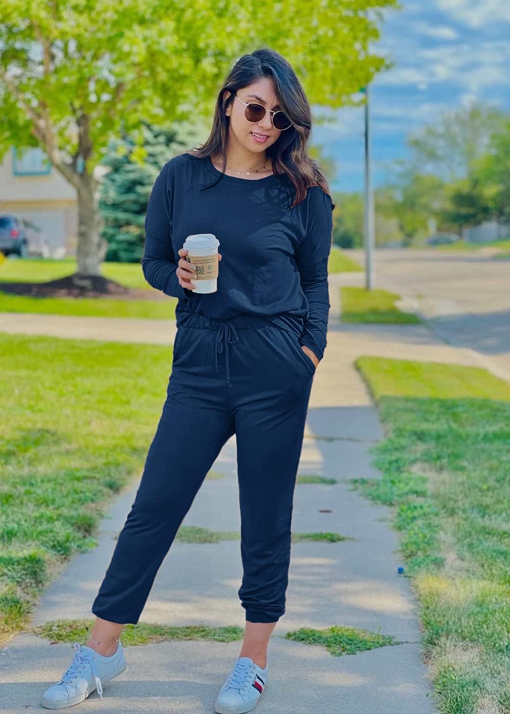 Thumbnail 4 de PRETTYGARDEN Women Fall 2 Piece Lounge Outfit: Cozy Long Sleeve Top + High Waisted Jogger Set
