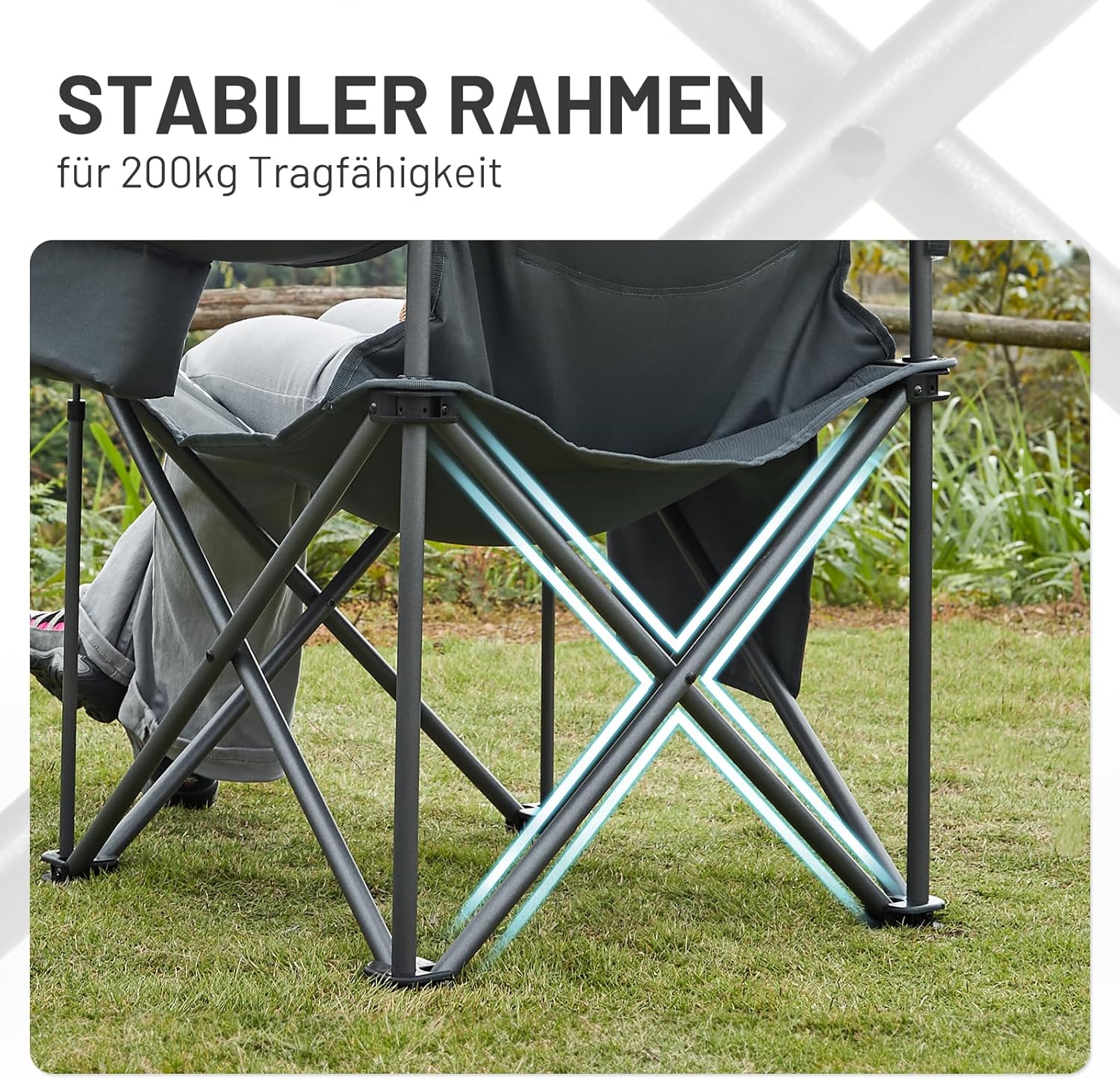 Detalle 2 de TIMBER RIDGE 2er Campingstuhl faltbar (2 Stück) – extra breit, bis 200 kg, mit isolierter Kühltasche