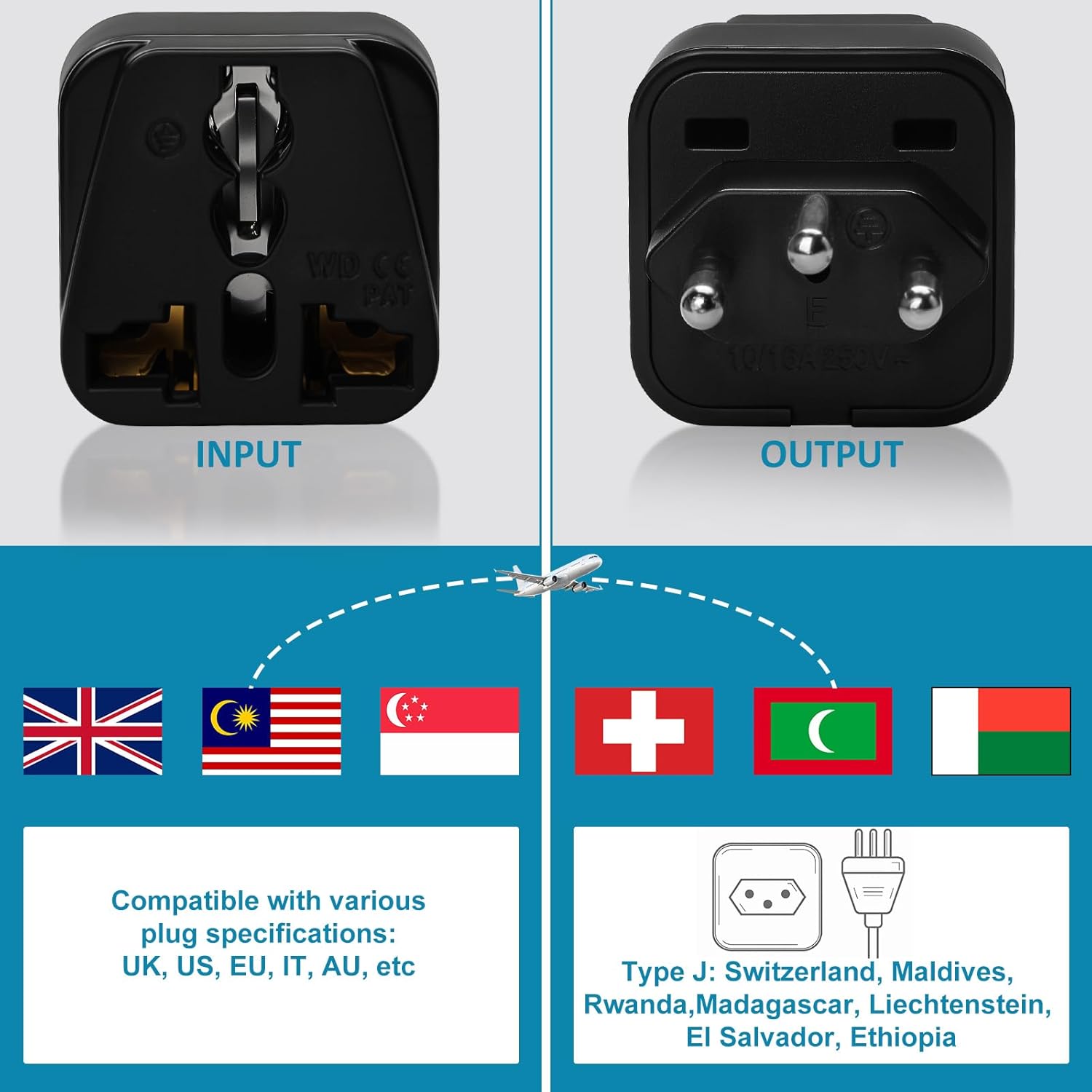 Thumbnail 1 de Switzerland Plug Adapter – UK to Swiss Plug Adaptor (Pack of 2)