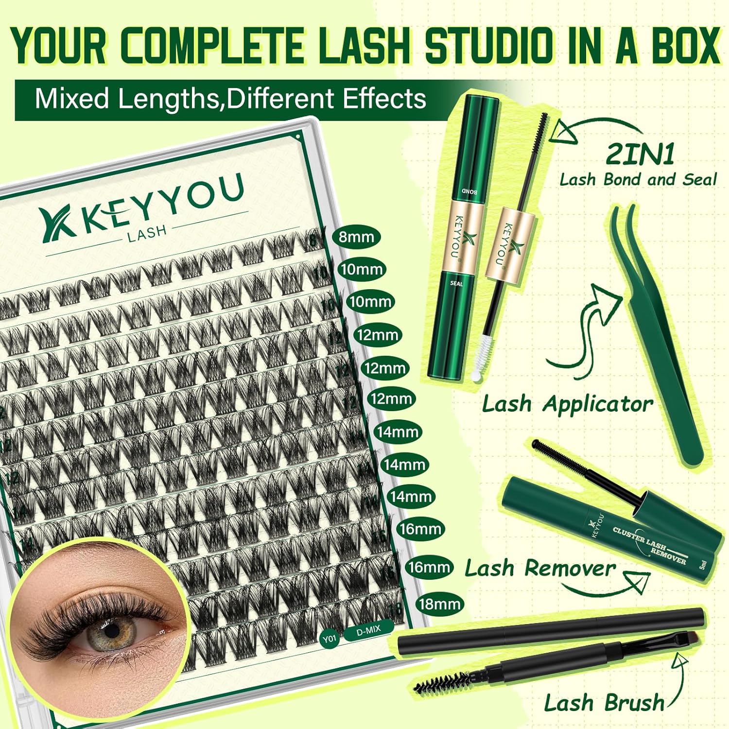 Thumbnail 3 de KEYYOU Lash Clusters Kit 144 pcs