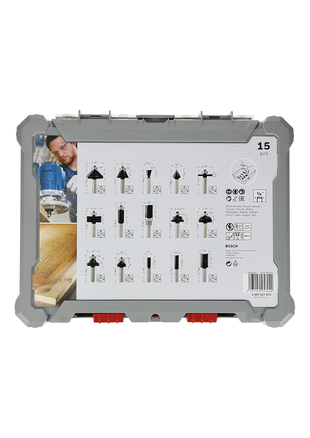 Thumbnail 2 de Bosch Professional 15 pcs Mixed Router Bit Set (1/4 inch shank) for Wood
