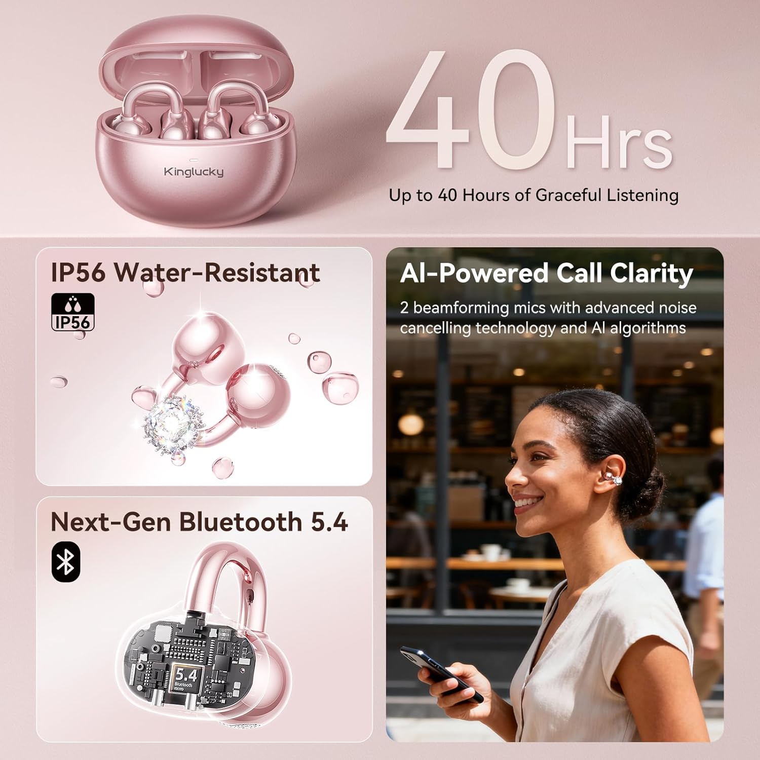 Thumbnail 5 de Kinglucky Clip-On Earbuds 40H