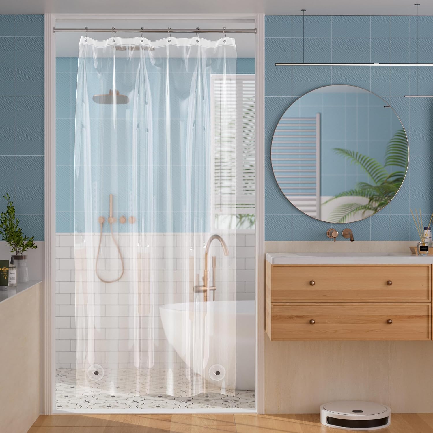 Detalle de Titanker 36 x 72-Inch Clear PEVA Shower Curtain Liner with 2 Magnets