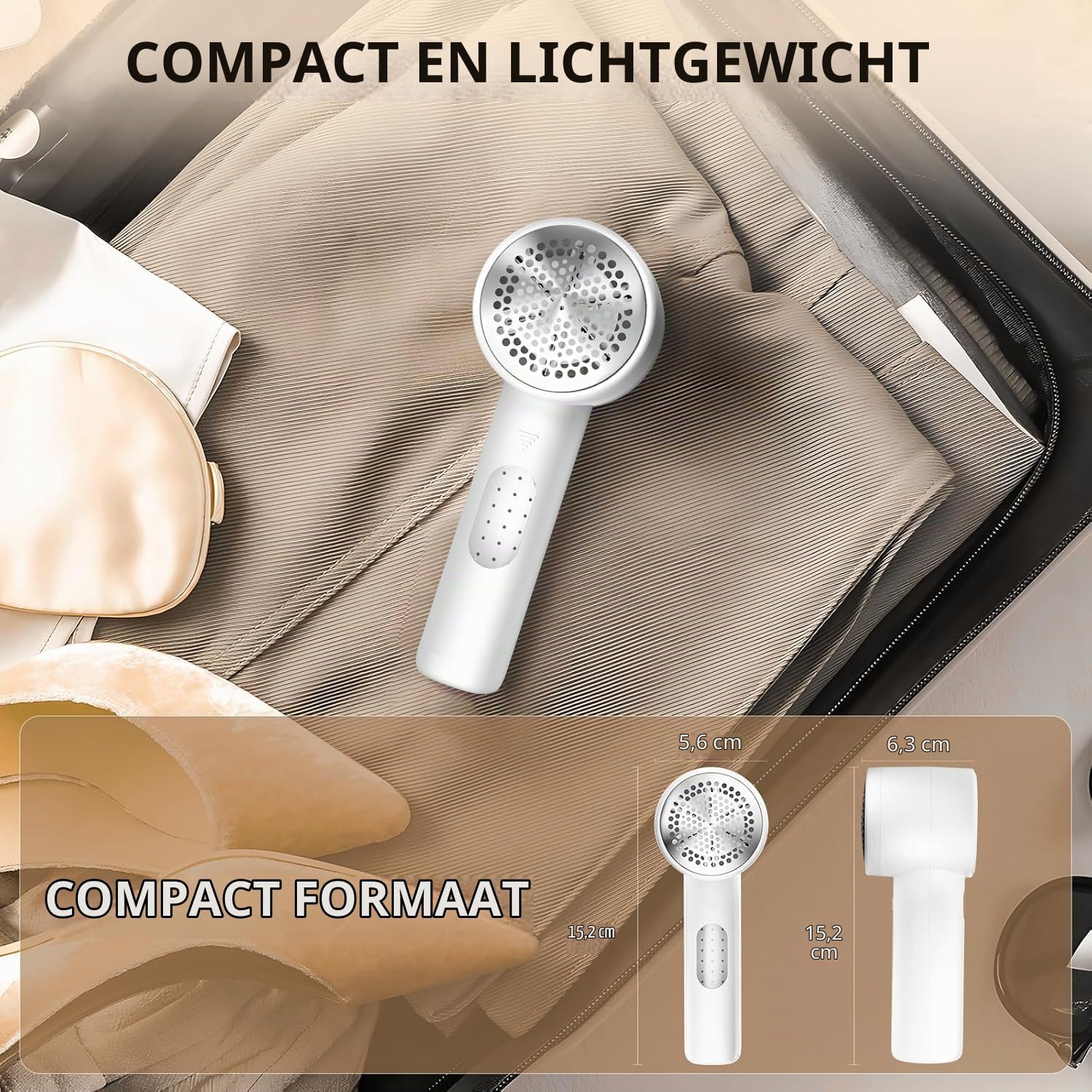 Detalle de Peiyuu elektrisch pluisscheerapparaat met 6 messen, 3 snelheden en led-display