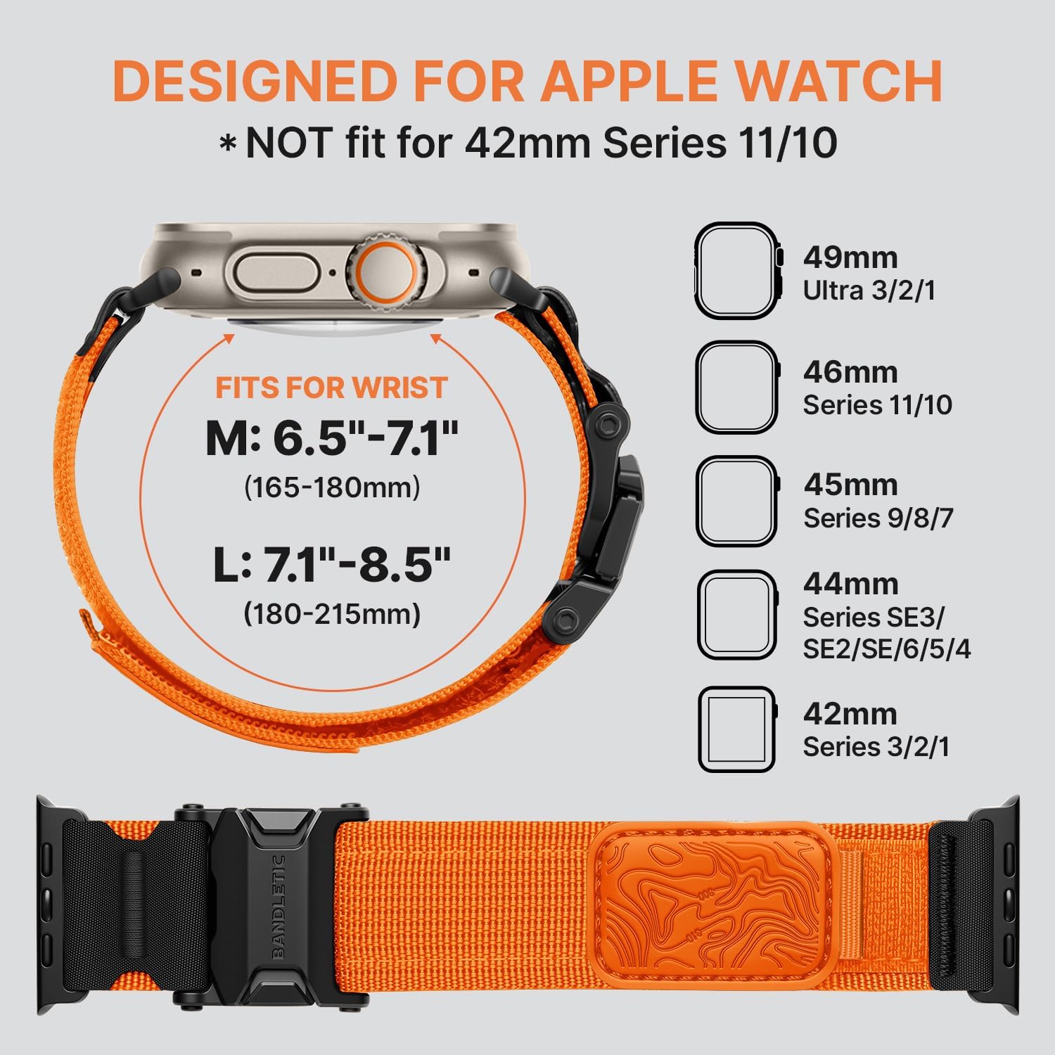 Thumbnail 6 de Bandletic Nylon Strap for Apple Watch Ultra 3/2 and Series 11/10 – Orange