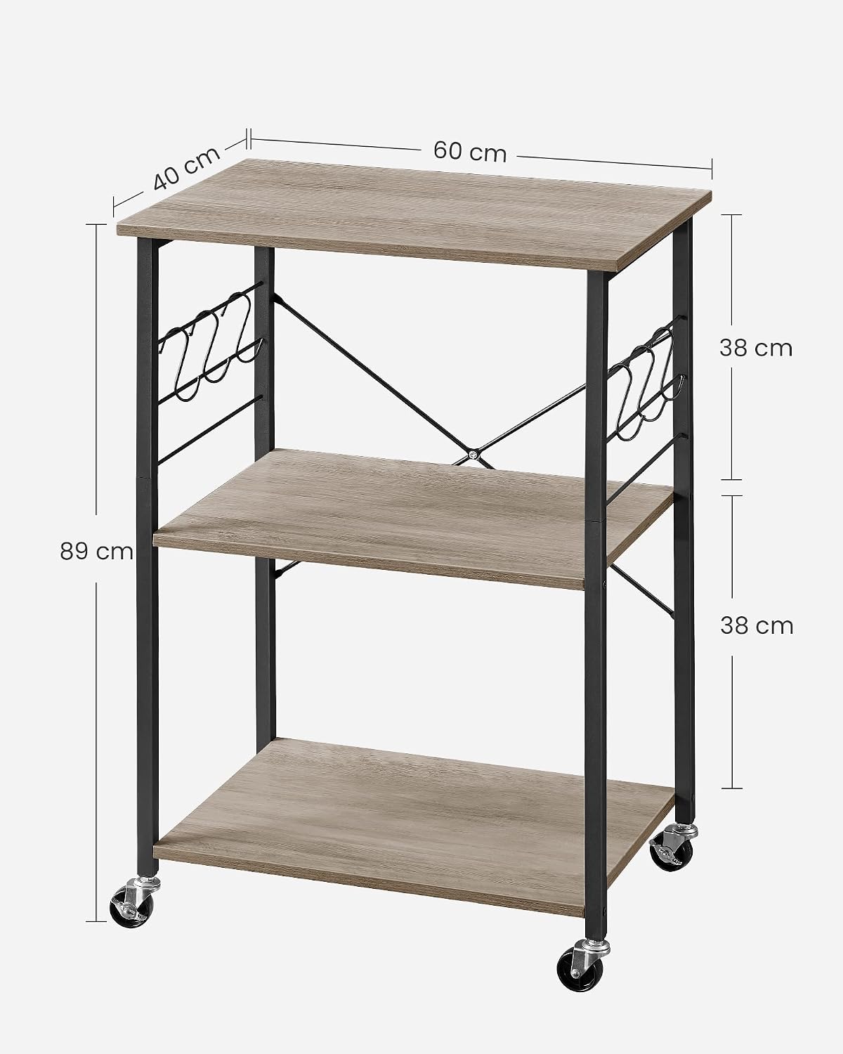 Detalle de VASAGLE KKS060Y09 carrello da cucina 40 x 60 x 89