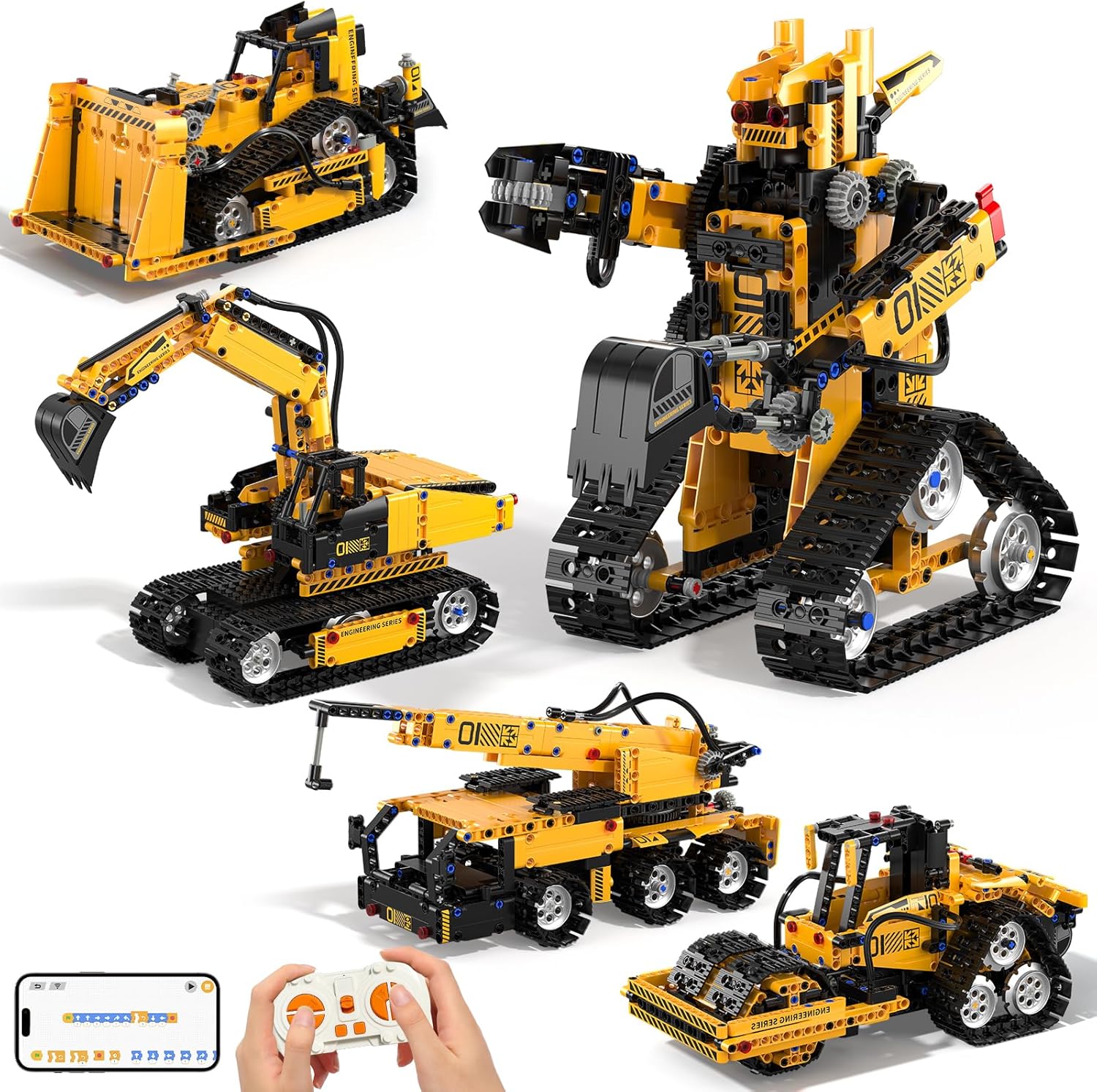 Detalle de Technic Robot Building Sets 535PCS 5-in-1 RC Robot & Car (Remote and App Controlled, USB rechargeable)