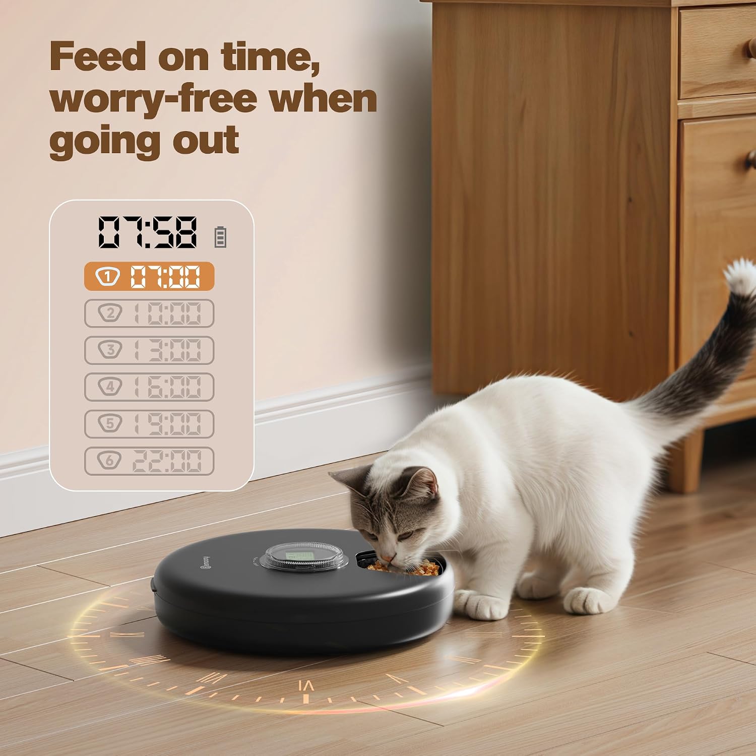 Detalle 2 de Distributore automatico cibo per gatti 3AA ⏺️🐱